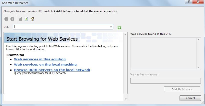 Start browsing for web service